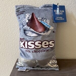 NEW Hershey's Kisses Plush Candy Toy 14" Wide Includes 3 Mini Plush Pillow Decor